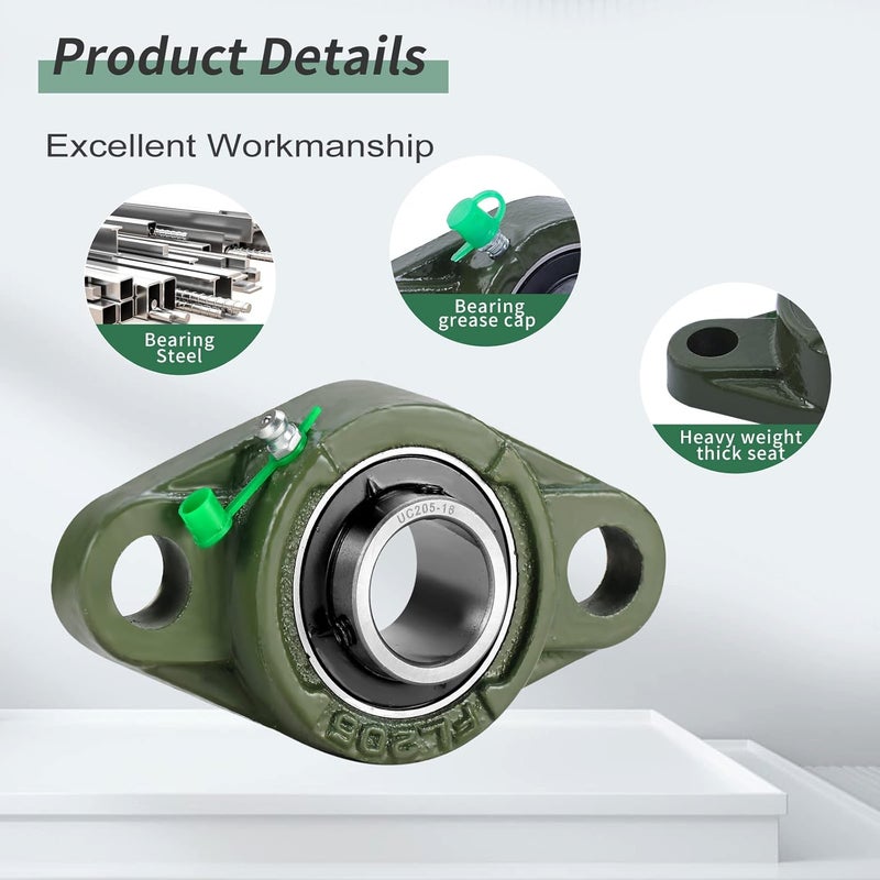 Donepart UCFL205-16 Pillow Block Bearing, Flange-Mount Ball Bearing Unit, 1 in Bore, 2-Bolt Flange, Self Aligning Cast Iron Housing, Set Screw Locking Style Flange Pillow Block Bearing - Image 3